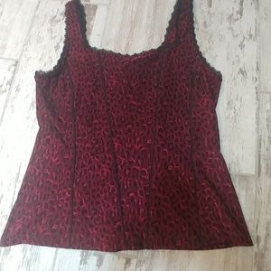 Black and red leopard print corset top.